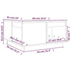 Vidaxl Konferenčný stolík sivý 60x61x32,5 cm borovicový masív