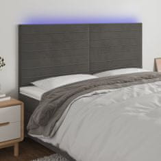 shumee Čelo postele s LED tmavosivé 160x5x118/128 cm zamat