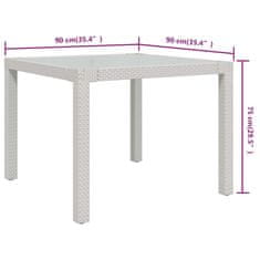 Petromila vidaXL Záhradný stôl 90x90x75 cm tvrdené sklo a polyratan biely