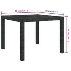 Vidaxl Záhradný stôl 90x90x75 cm tvrdené sklo a polyratan čierny
