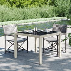 Petromila vidaXL Záhradný stôl 90x90x75 cm tvrdené sklo a polyratan béžový