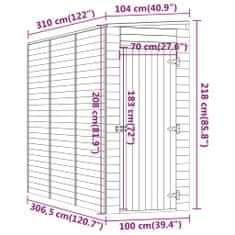 Vidaxl Záhradná kôlňa 100x300x220 cm impregnovaná borovica