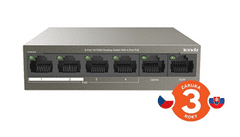 Tenda Tenda TEF1106P-4-63W 6xRJ45 Switch s 4xPoE 802.3af/at, 10/100Mbps, celkom 58W, Kov