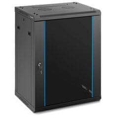 shumee 19'' 15U IP20 nástenná serverová RACK skriňa do 60 kg 60x45x87 cm ČIERNA