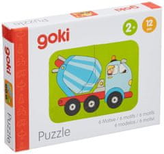 Goki Drevené puzzle dvojice Dopravné prostriedky 6x2 dielikov