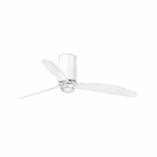 FARO Barcelona FARO MINI TUBE FAN M LED, biela/transparentná, stropný LED ventilátor s DC motorom