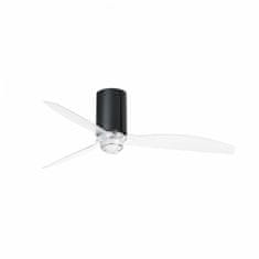 FARO Barcelona FARO MINI TUBE FAN M LED, čierna/transparentná, stropný LED ventilátor s DC motorom SMART