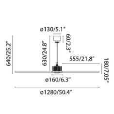 FARO Barcelona FARO JUST FAN XL, čierna / drevo, stropný ventilátor 178cm SMART