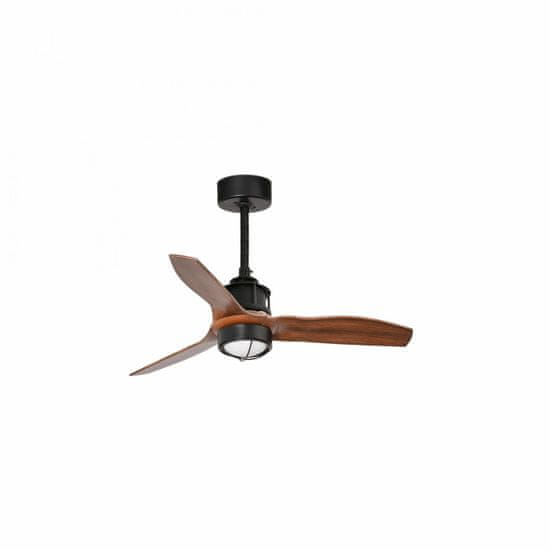 FARO Barcelona FARO JUST FAN XS LED, čierna / drevo, stropný ventilátor 81cm