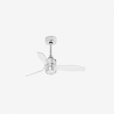 FARO Barcelona FARO JUST FAN XS LED, chróm / transparentný, stropný ventilátor 81cm