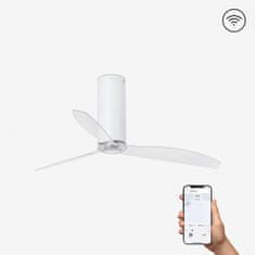 FARO Barcelona FARO TUBE FAN, biela/transparentná, stropný ventilátor s DC motorom SMART