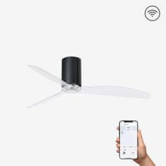 FARO Barcelona FARO MINI TUBE FAN, čierna/transparentná, stropný ventilátor s DC motorom SMART