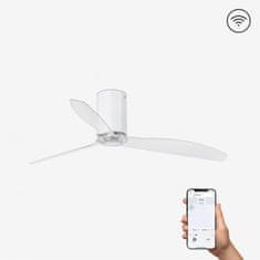 FARO Barcelona FARO MINI TUBE FAN, biela/transparentná, stropný ventilátor s DC motorom SMART