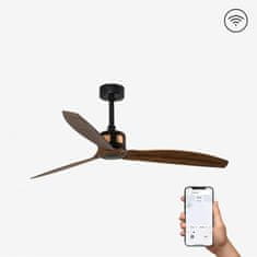 FARO Barcelona FARO COPPER FAN M, čierna/drevo, stropný ventilátor SMART