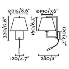 FARO Barcelona FARO FRAME nástenná lampa, nikel/biela, s čítacou lampičkou