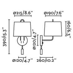 FARO Barcelona FARO MONTREAL nástenná lampa, biela/béžová, s čítacou lampičkou