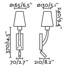 FARO Barcelona FARO REM nástenná lampa, starozlatá/béžová, s čítacou lampičkou