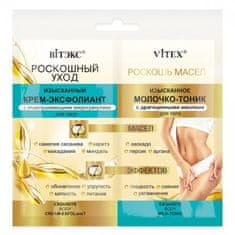 Vitex-belita LUXUSNÁ STAROSTLIVOSŤ Rafinovaný Exfoliačný Krém s Exfoliačnými Mikroguličkami + Rafinovaný Mliečny Tonik s Drahocennými Olejmi (2x15ml)