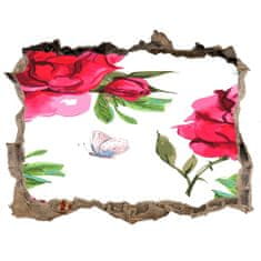 Wallmuralia.sk 3D díra nálepka Červené ruže 95x64 cm