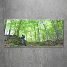 Wallmuralia.sk Foto obraz akrylové sklo Ornitológ v lese 120x60 cm 2 prívesky