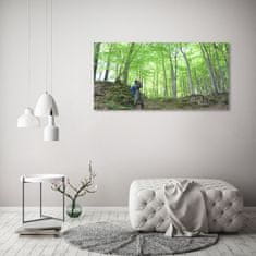 Wallmuralia.sk Foto obraz akrylové sklo Ornitológ v lese 120x60 cm 2 prívesky