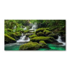 Wallmuralia.sk Foto obraz akrylové sklo Vodopád v lese 120x60 cm 2 prívesky