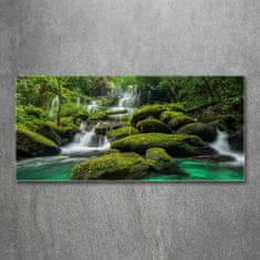 Wallmuralia.sk Foto obraz akrylové sklo Vodopád v lese 120x60 cm 2 prívesky