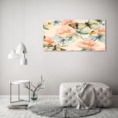 Wallmuralia.sk Foto obraz akrylové sklo Motýle a kvety 100x50 cm 2 prívesky