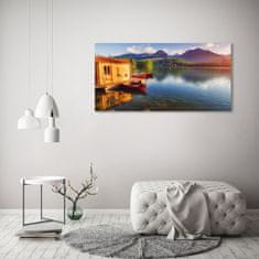 Wallmuralia.sk Foto obraz akrylové sklo Jazero v horách 140x70 cm 2 prívesky