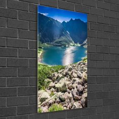 Wallmuralia.sk Vertikálny foto obraz akrylový Čierne jazero Tatry 50x100 cm 2 prívesky