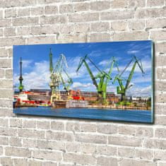 Wallmuralia.sk Foto obraz sklo tvrzené Dok v Gdansku 140x70 cm 2 prívesky