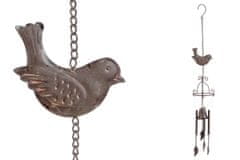 Autronic Zvonkohra s vtáčikom, kovová dekorácia na zavesenie, farba hnedá UM0760