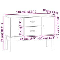 Petromila vidaXL Komoda čierna 110x40x78 cm borovicový masív