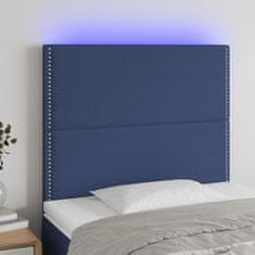 Vidaxl Čelo postele s LED modré 90x5x118/128 cm látka