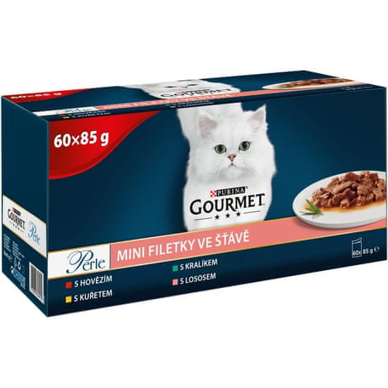 Gourmet PERLE multipack rybí a mäsový v šťave 60x85 g