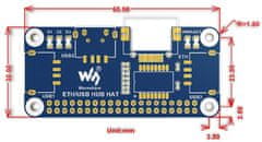 Waveshare Ethernetový modul / USB HUB HAT pre Raspberry Pi, 1x RJ45, 3x USB