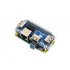 Waveshare Ethernetový modul / USB HUB HAT pre Raspberry Pi, 1x RJ45, 3x USB