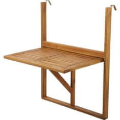 VERVELEY BEAU RIVAGE Závesný balkónový stolík z agátového dreva FSC, 64 x 44 x 80 cm, prírodný