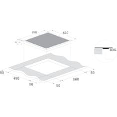Indukčná varná doska CANDY s 3 horákmi, 56x49cm, CI633CTT
