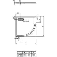 Ideal Sprchová vanička extra plochá 80x80 cm, pologuľatá, UltraFlat New, biela, Ideal Standard