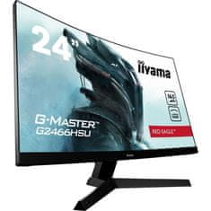 iiyama Zakrivená herná obrazovka pre PC, IIYAMA G-Master Red Eagle G2466HSU-B1, 23,6 FHD, VA panel, 1 ms, 165 Hz, HDMI / DisplayPort, FreeSync