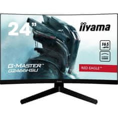 iiyama Zakrivená herná obrazovka pre PC, IIYAMA G-Master Red Eagle G2466HSU-B1, 23,6 FHD, VA panel, 1 ms, 165 Hz, HDMI / DisplayPort, FreeSync