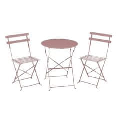 VERVELEY Bistro set pre 2 osoby, Okrúhly stôl 60 cm s 2 stoličkami, Práškovo lakovaná oceľ, Ružová