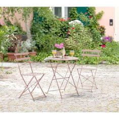 VERVELEY Bistro set pre 2 osoby, Okrúhly stôl 60 cm s 2 stoličkami, Práškovo lakovaná oceľ, Ružová