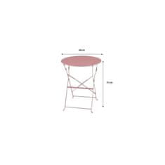 VERVELEY Bistro set pre 2 osoby, Okrúhly stôl 60 cm s 2 stoličkami, Práškovo lakovaná oceľ, Ružová