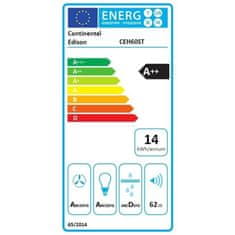 VERVELEY CONTINENTAL EDISON, CEH60ST, Dekoratívny odsávač pár, 642 m3/h, A ++, 4 rýchlosti, D60cm, Nerez + čierna