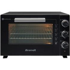 BRANDT FC469MUB, Mini rúra 46 l, 1800 W, Multifunkčná, Nastaviteľný termostat 230 °C, Časovač 120 min, Hliník, Čierna.