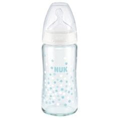 Nuk Dojčenská fľaša NUK Serenity+, široké hrdlo, sklo, s reguláciou teploty, 240 ml, 0-6 mesiacov