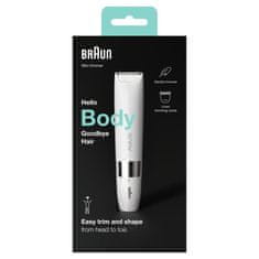 BRAUN Elektrický zastrihávač tela Braun Body Mini BS1000 pre mužov a ženy, mokrý a suchý, multifunkčný, biely