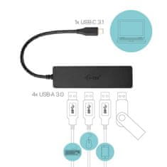 VERVELEY I-TEC USB-C HUB so 4 portami USB 3.0 s integrovaným 20 cm káblom